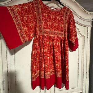 Red and Orange Patterned Dress